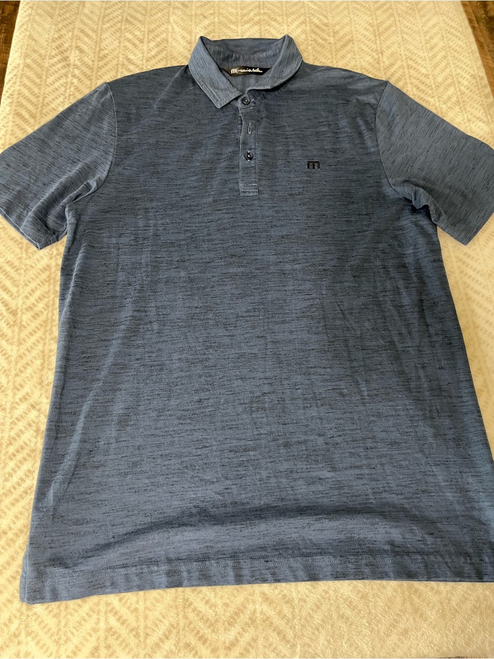Travis Mathew Medium Blue Heather Polo - Men's Short Sleeve